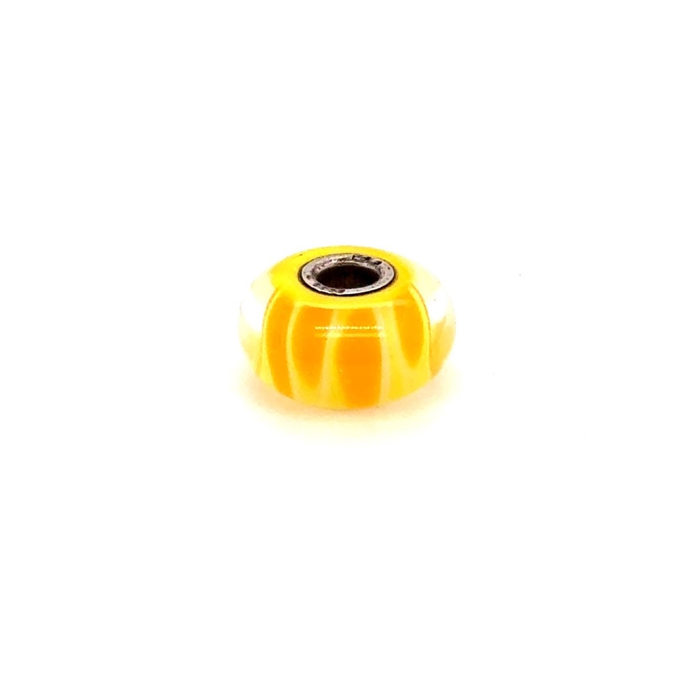 Trollbeads Yellow Prism Glass Charm Bead 925 Sterling Silver Core LAA 925S